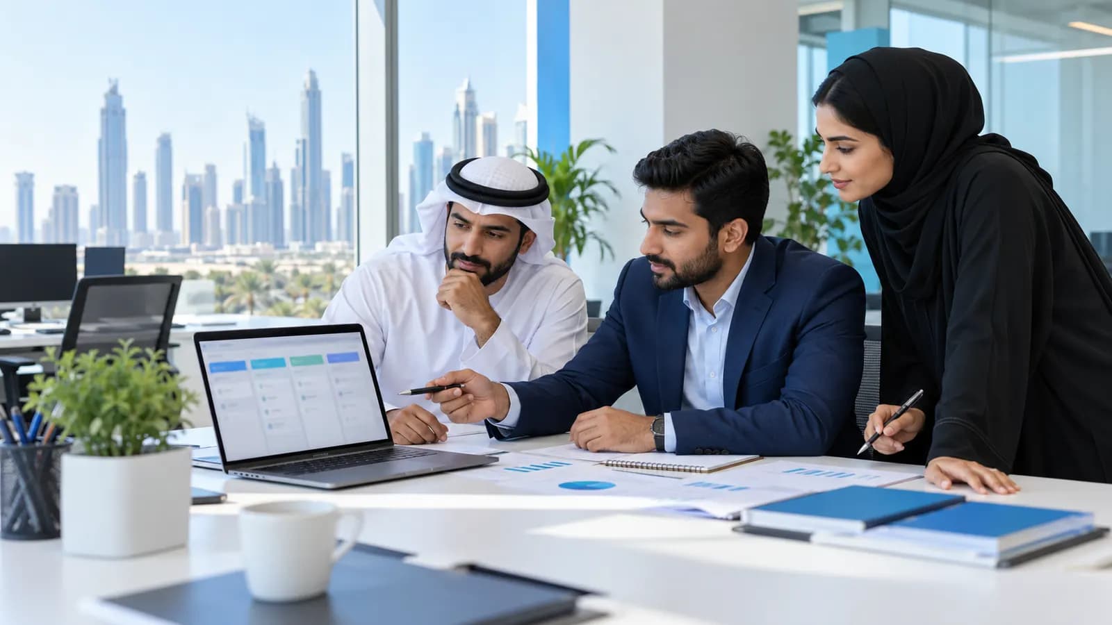 Illustrative UAE sales team reviewing opportunities and quotation follow-ups