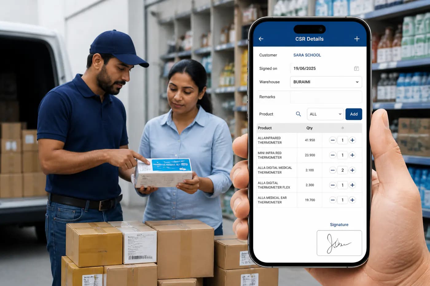 Customer service request mobile dashboard for van sales support